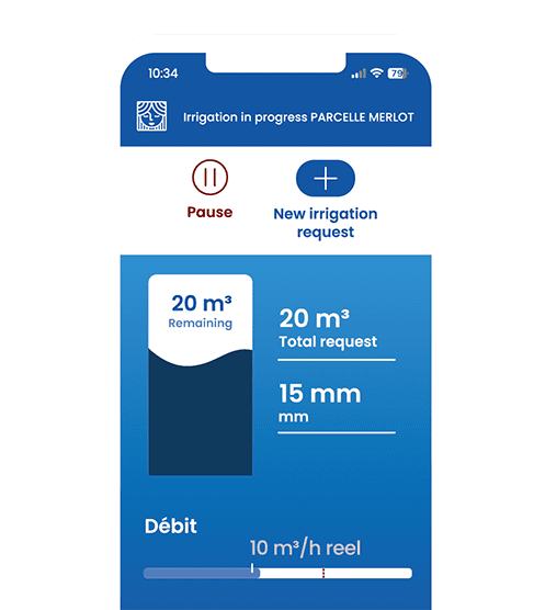 Application mobile de la solution d'irrigation Andrmède